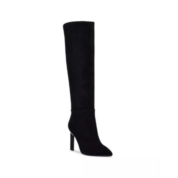 Nine West Women's Black Knee High Boots Eardy Heeled Pointed Toe Size 7.5 M - Picture 1 of 14
